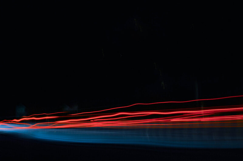 Red and blue light trails at night