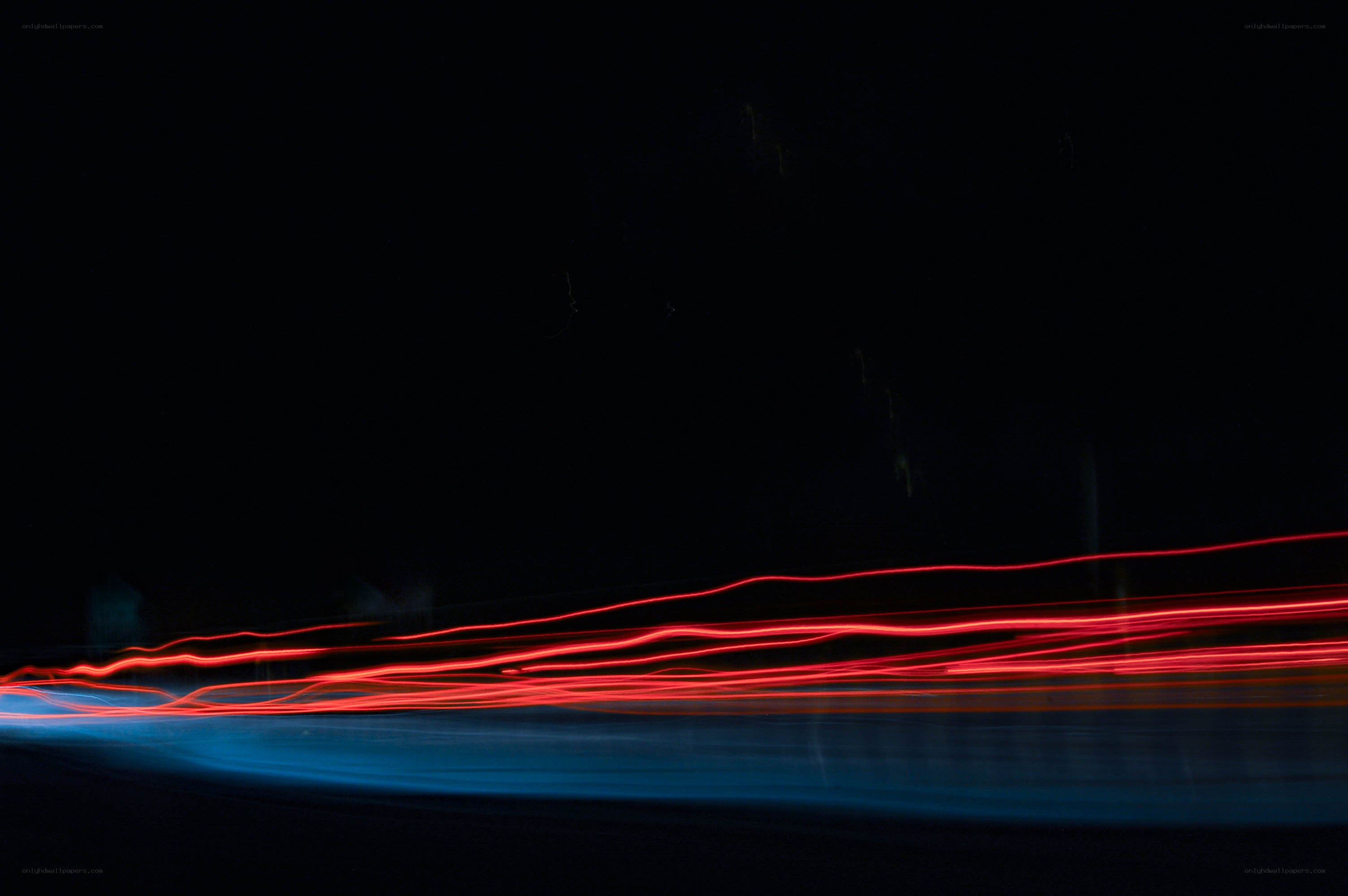 Red and blue light trails at night