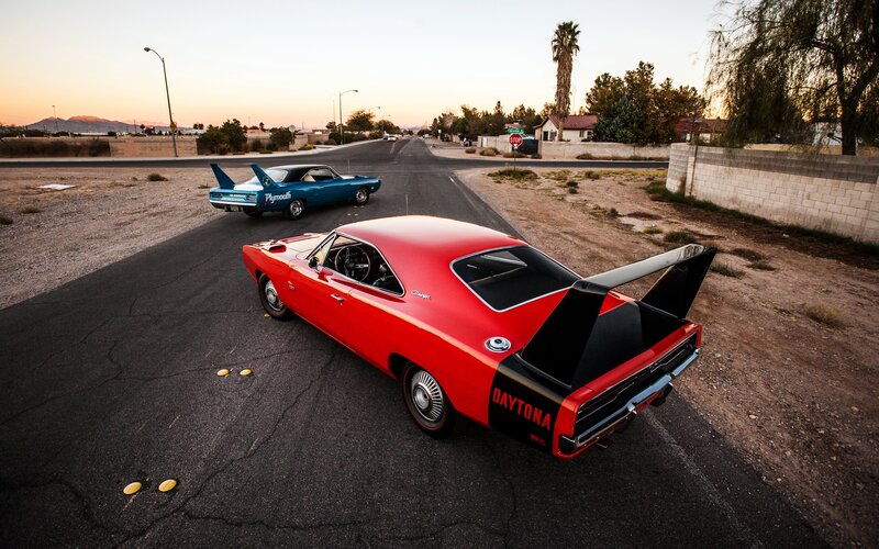 Red and Blue Muscle Cars