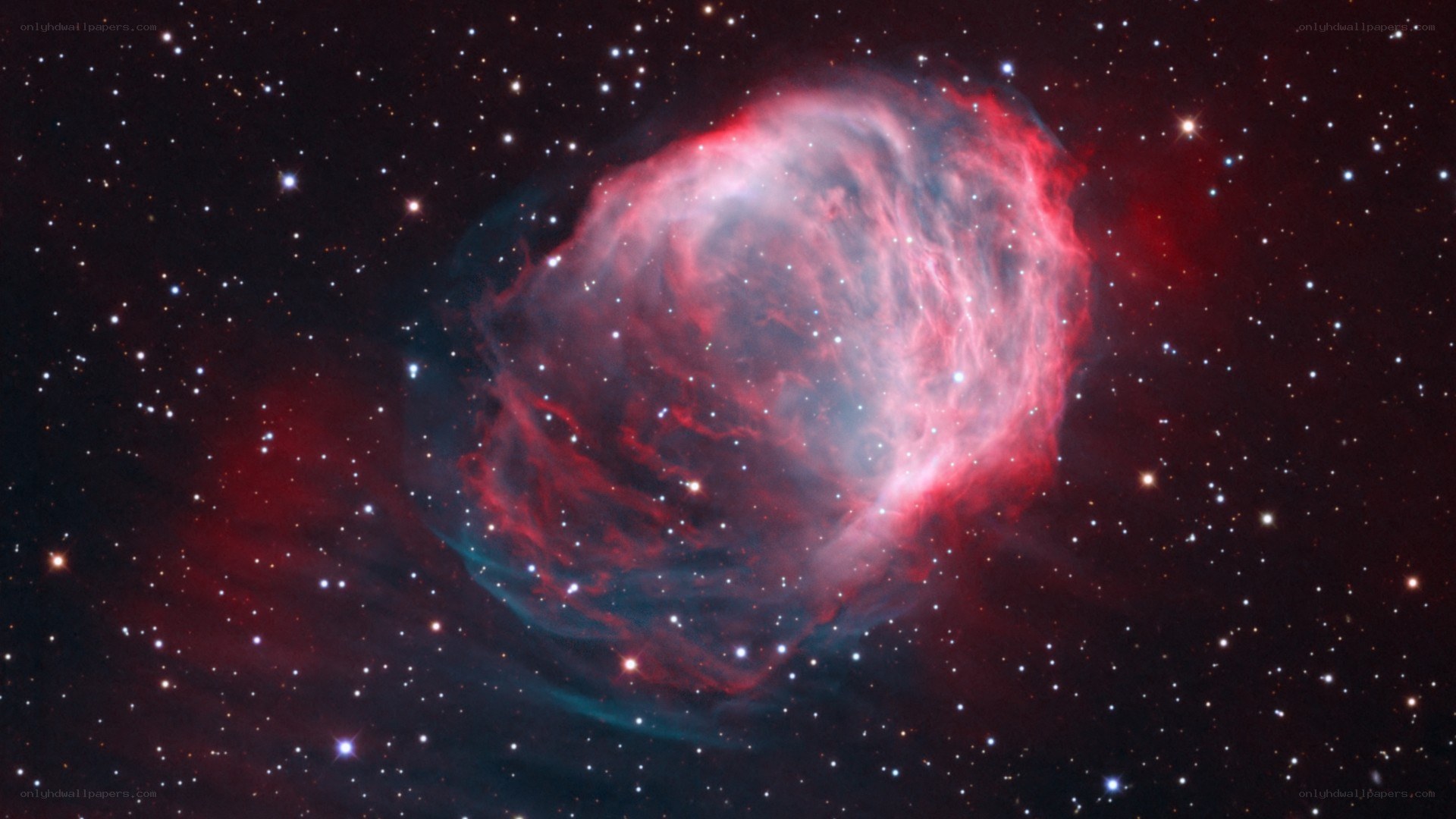 Red and blue nebula in space