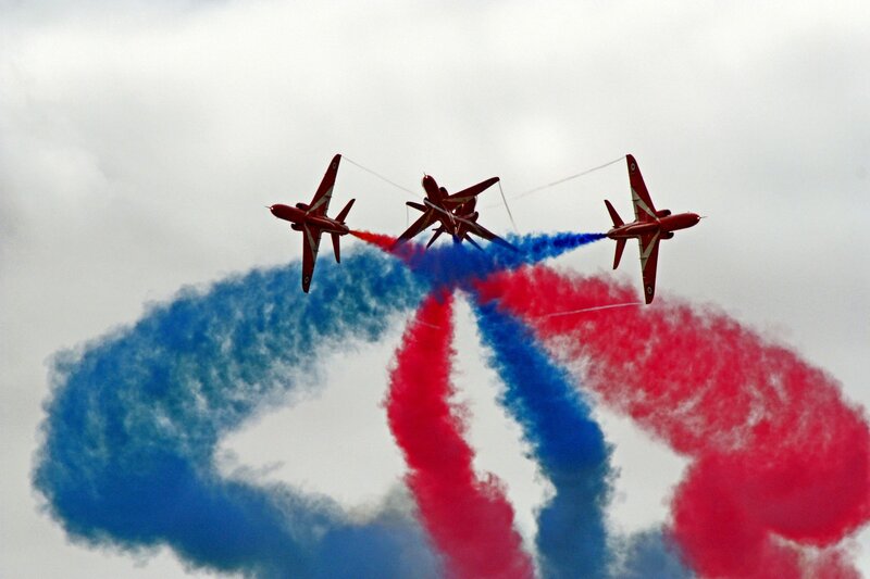 Red and Blue Smoke Trails