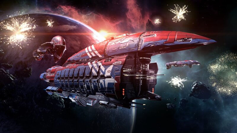 Red and Blue Spaceship