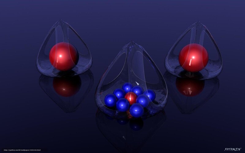 Red and Blue Spheres — Abstract, 3d Render