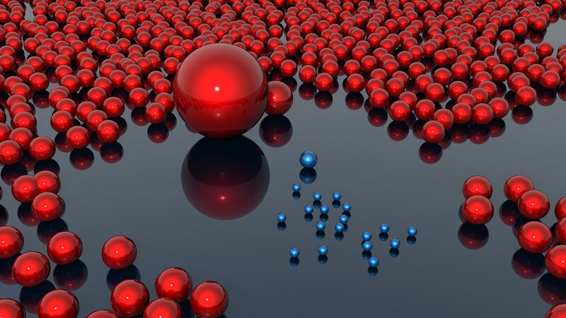 Red and Blue Spheres — Calm