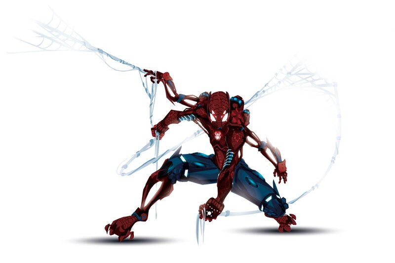 Red and Blue Spider Robot