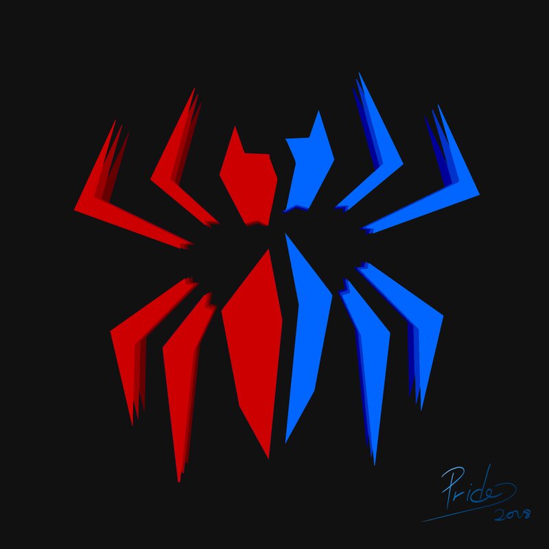Red and Blue Spider Symbol