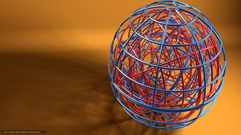 Red and blue wire sphere