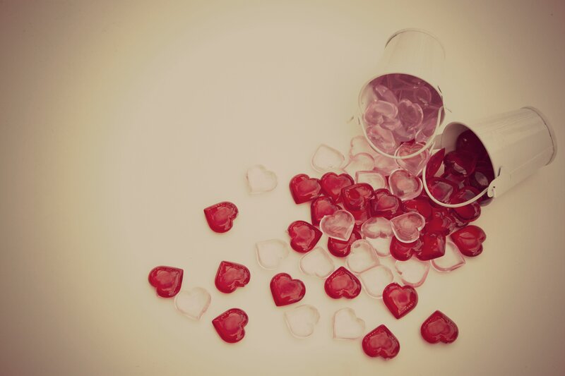 Red and Clear Heart Candies