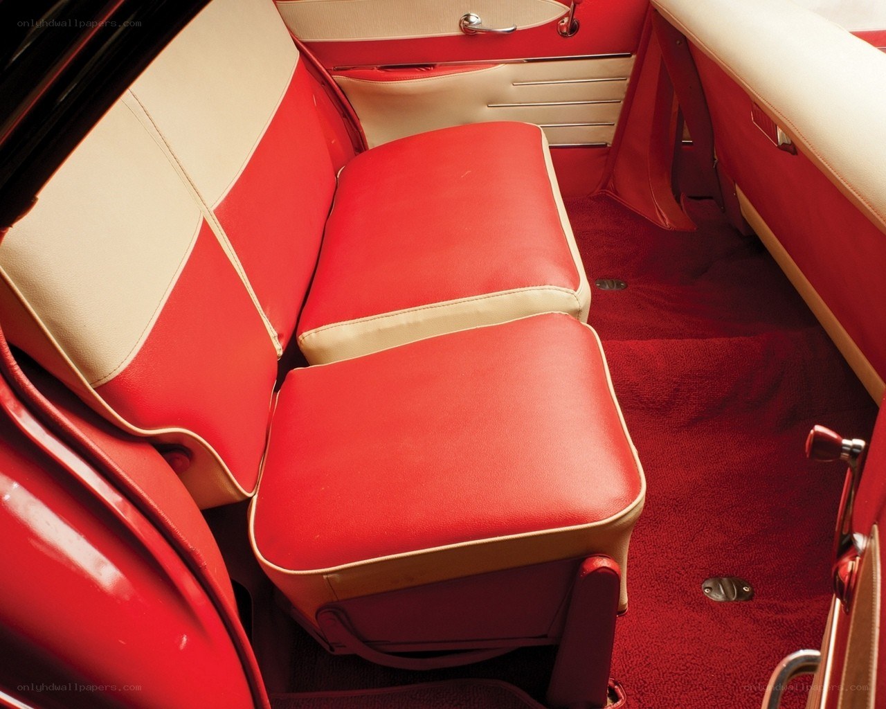 red and cream car interior