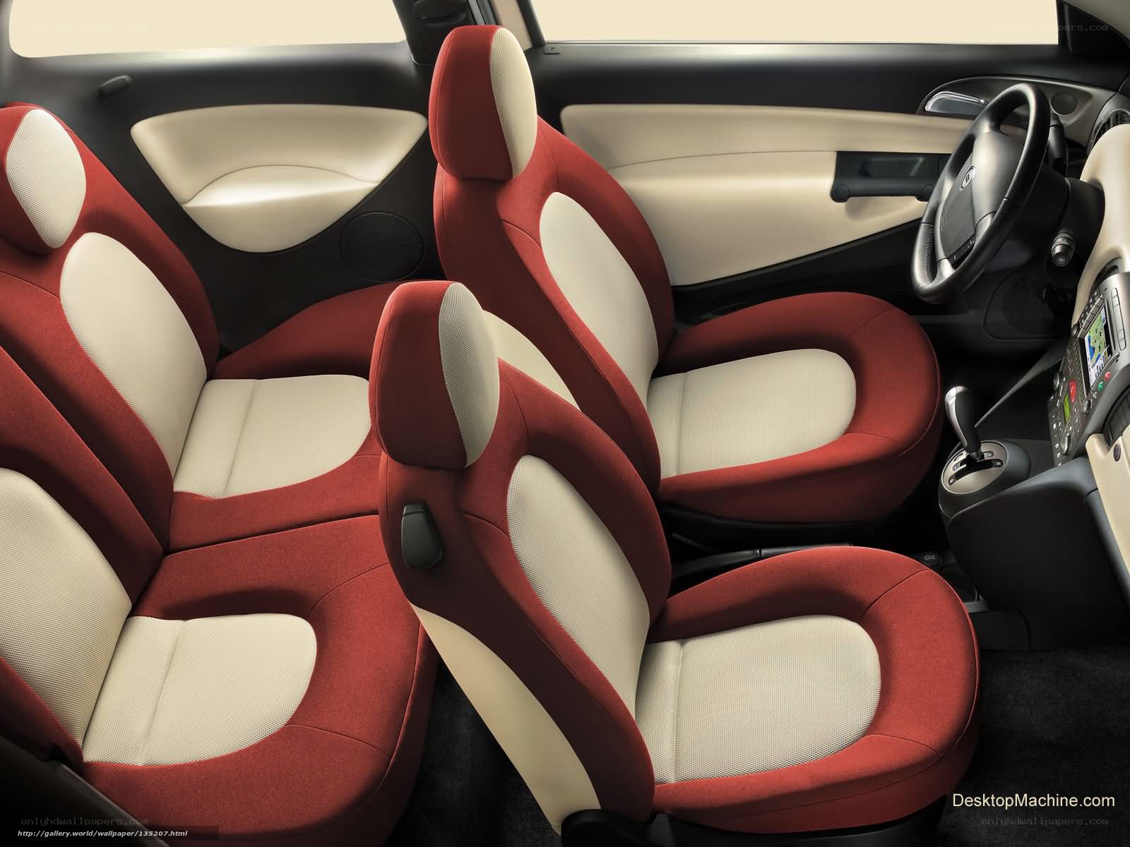 Red and cream car interior