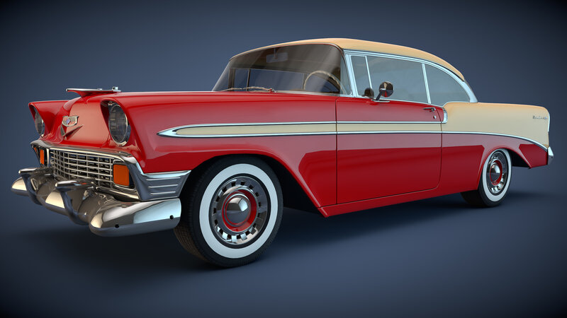Red and Cream Classic Car — 3d Render