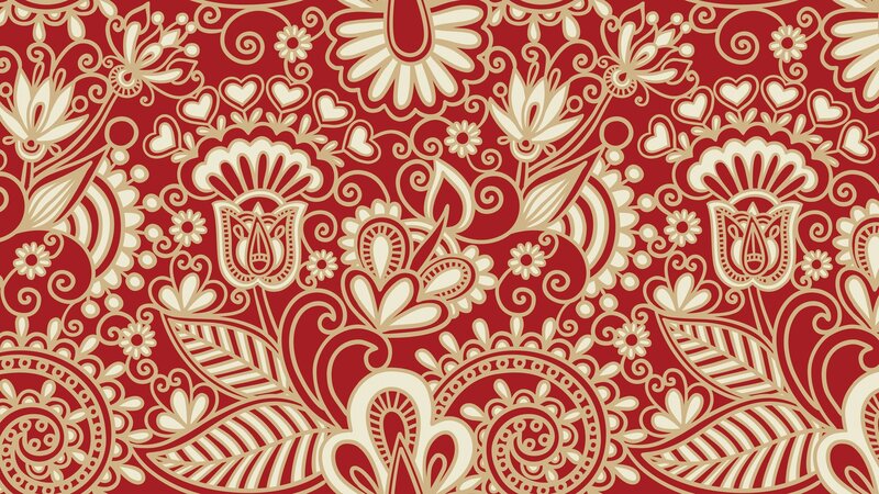 red and cream floral pattern