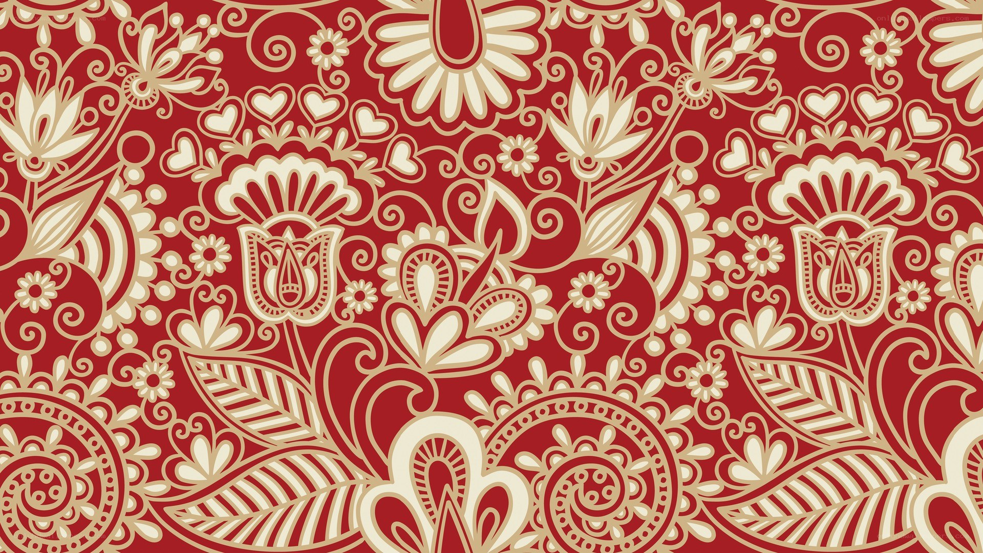 red and cream floral pattern