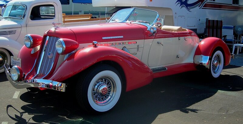 Red and cream vintage convertible