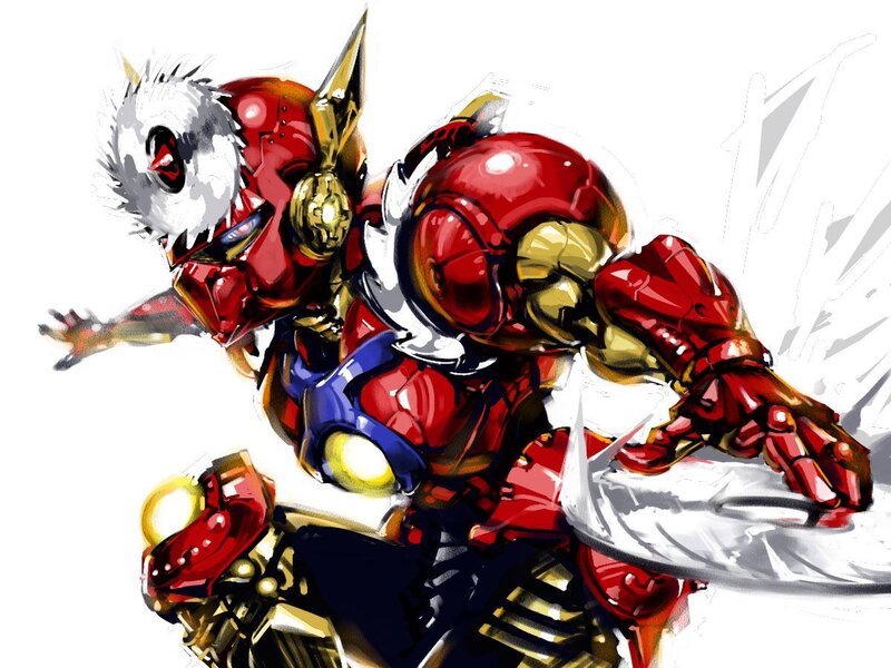 red and gold armored robot