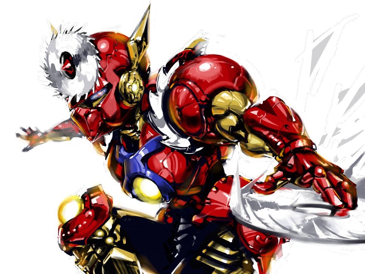 red and gold armored robot