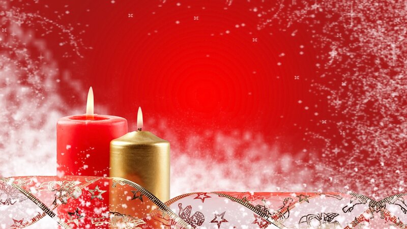 Red and Gold Candles — Festive, Winter, Photograph, Ribbon