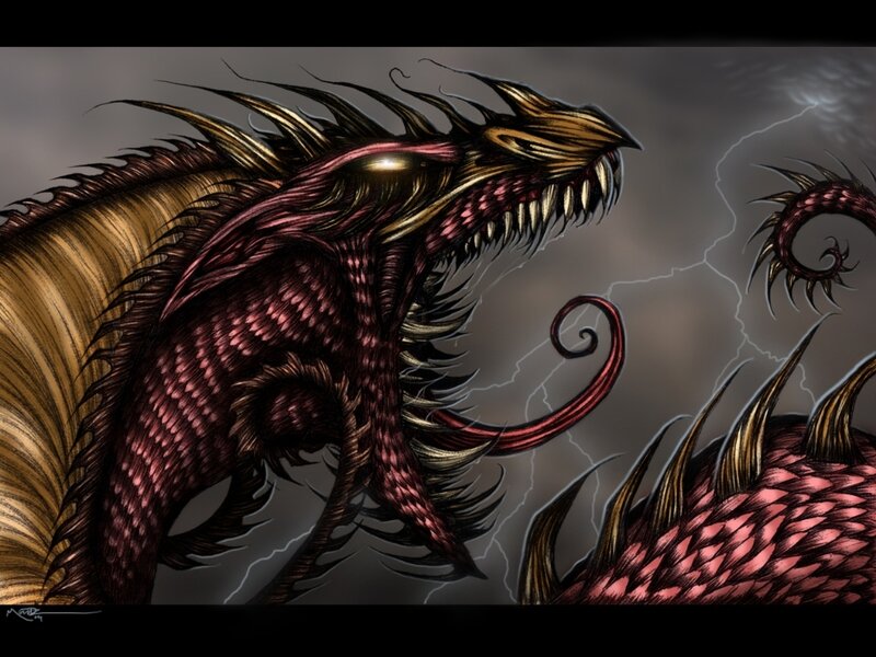 Red and Gold Dragon — Dramatic