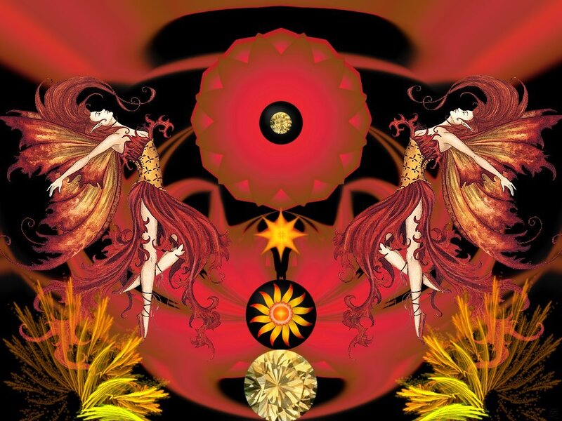 Red and gold fantasy fairies