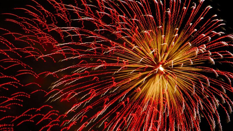 Red and gold fireworks display