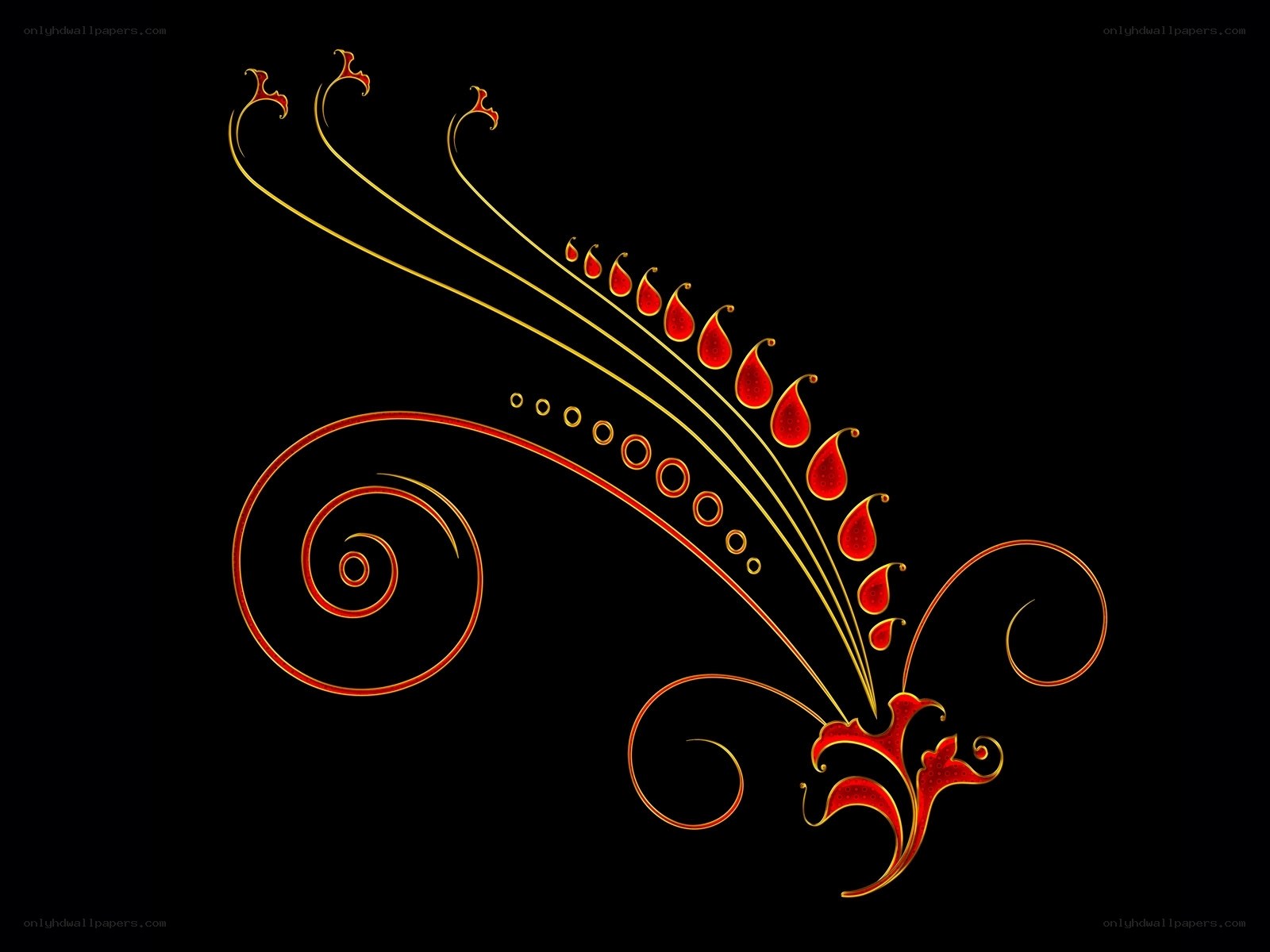 Red and gold floral design