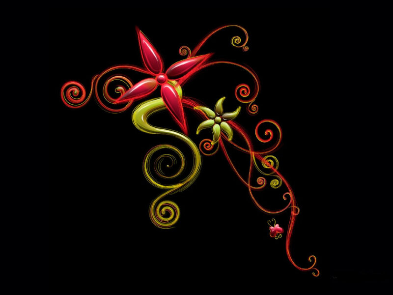 red and gold floral swirl design