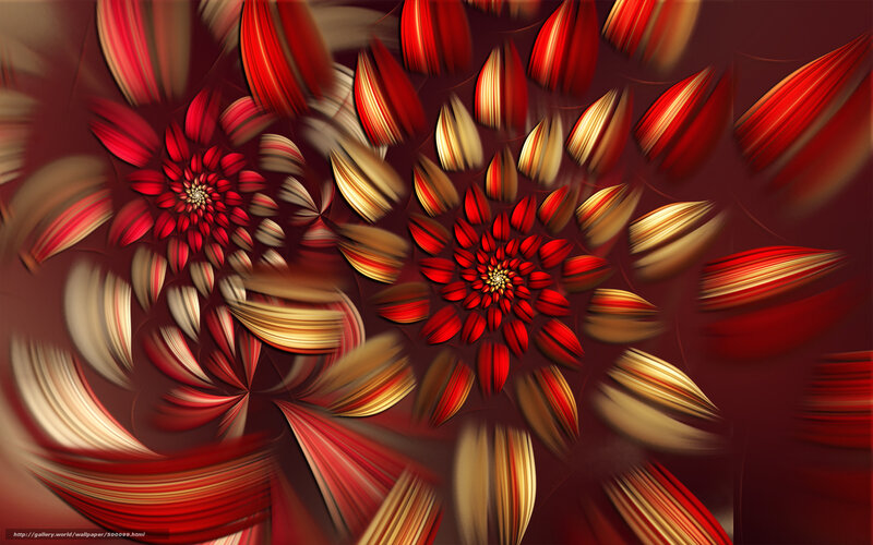 Red and gold fractal flowers