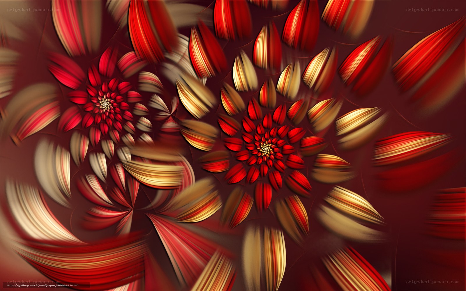 Red and gold fractal flowers