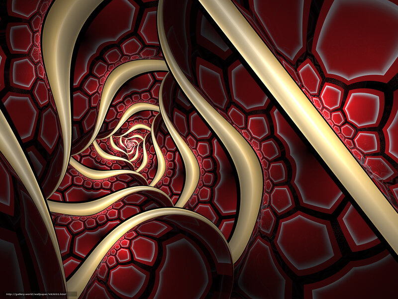Red and gold fractal tunnel