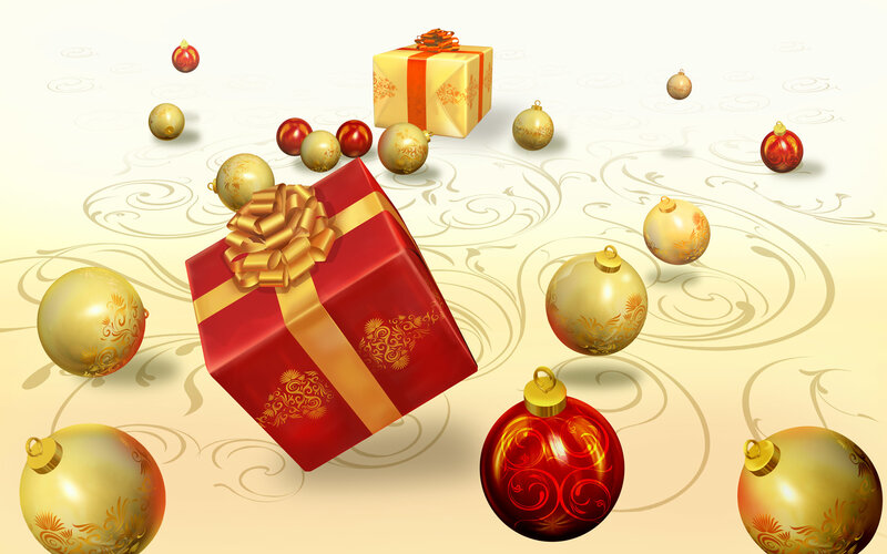 Red and Gold Gift Boxes — Festive, Winter