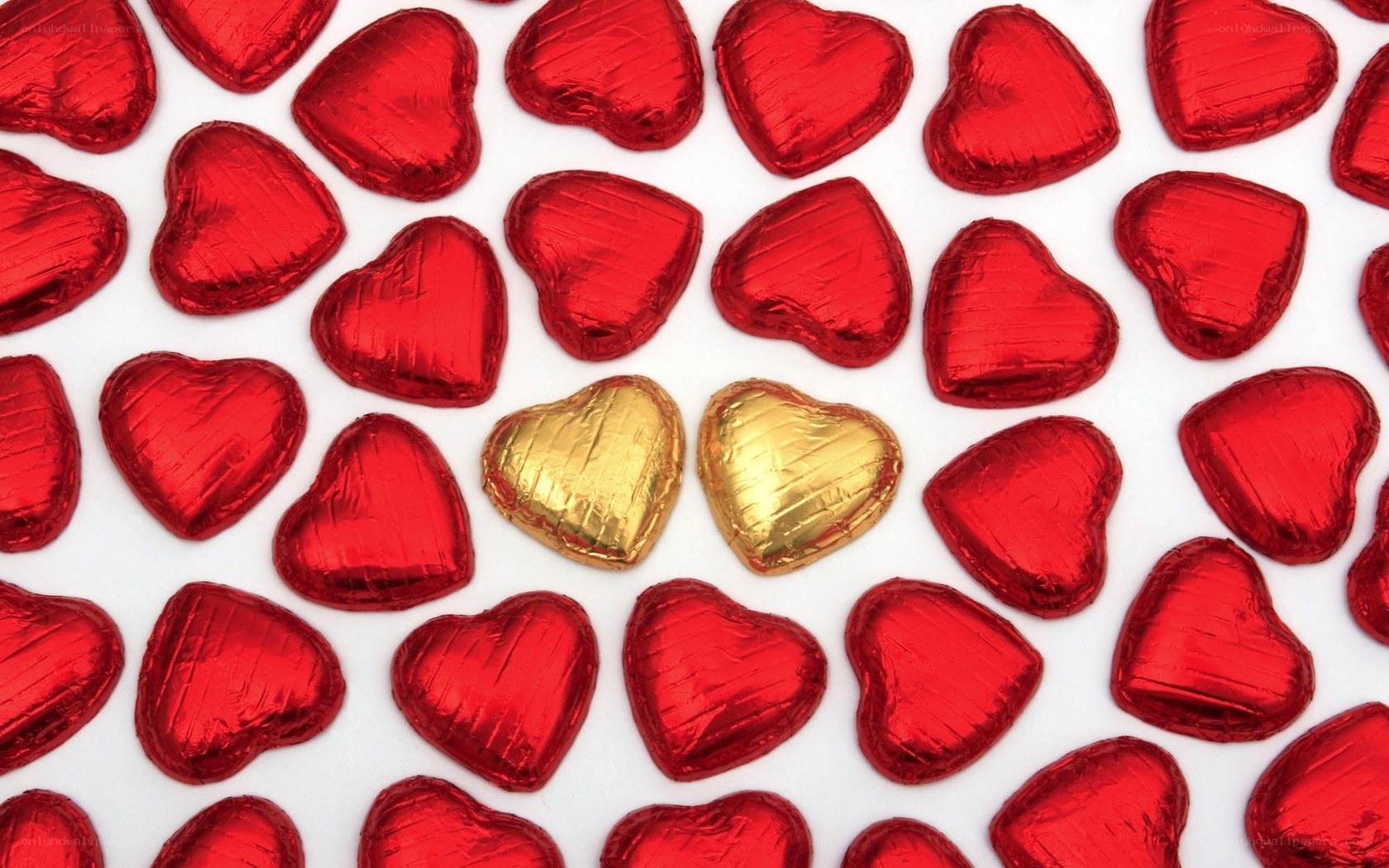 red and gold heart candies