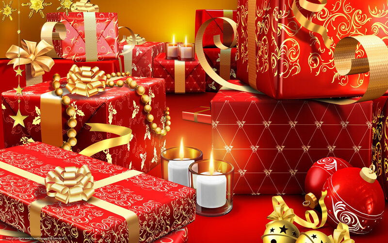 Red and gold holiday gifts