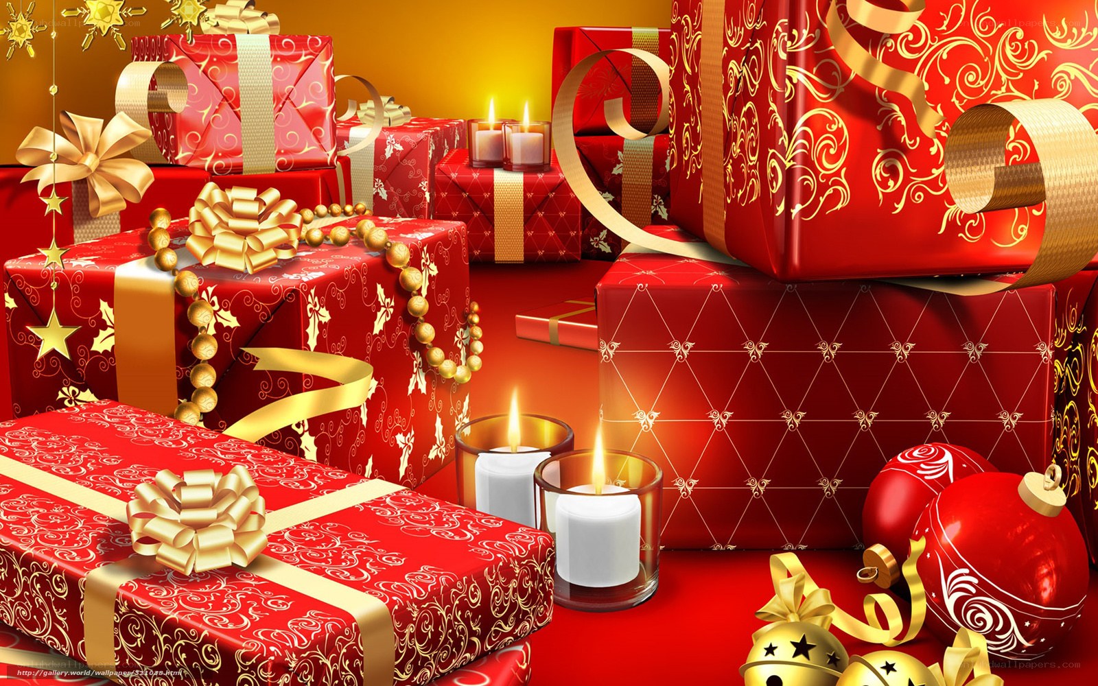 Red and gold holiday gifts
