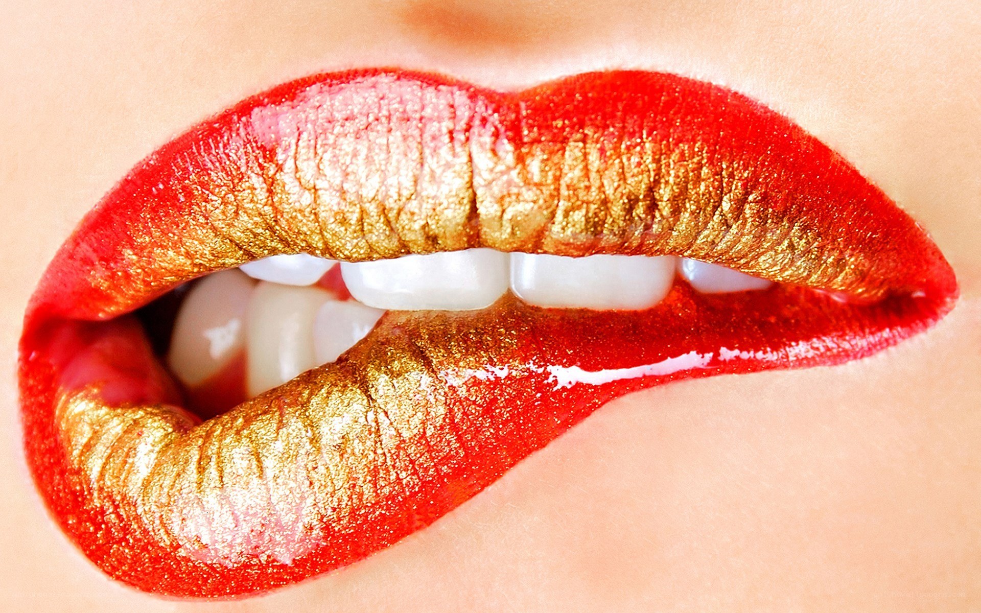 red and gold lips