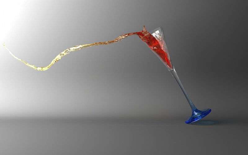 Red and gold liquid pouring