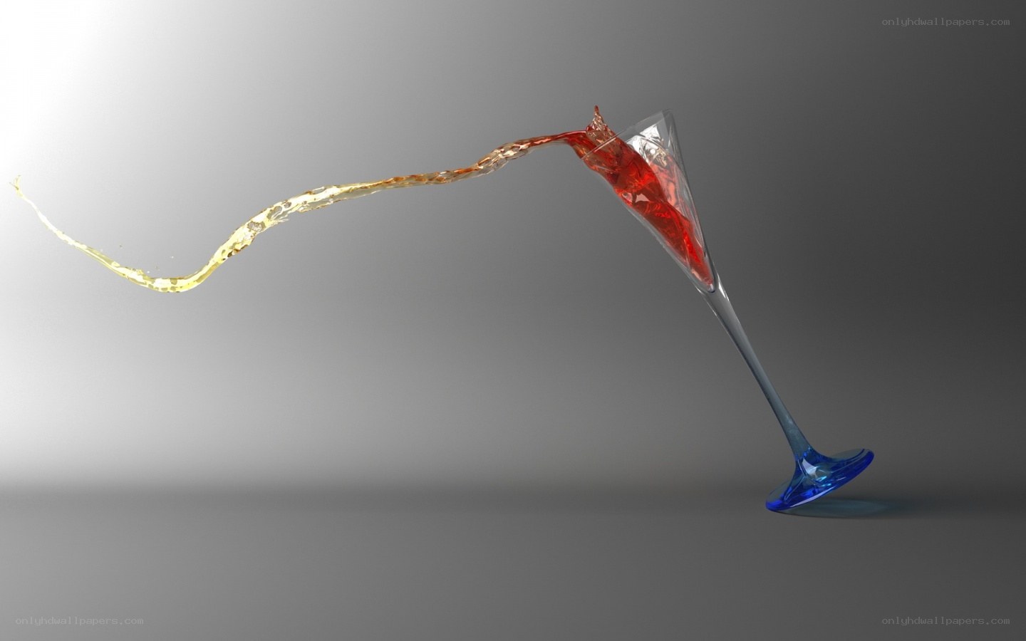 Red and gold liquid pouring