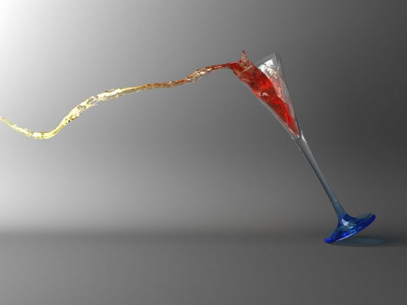 Red and gold liquid splashing