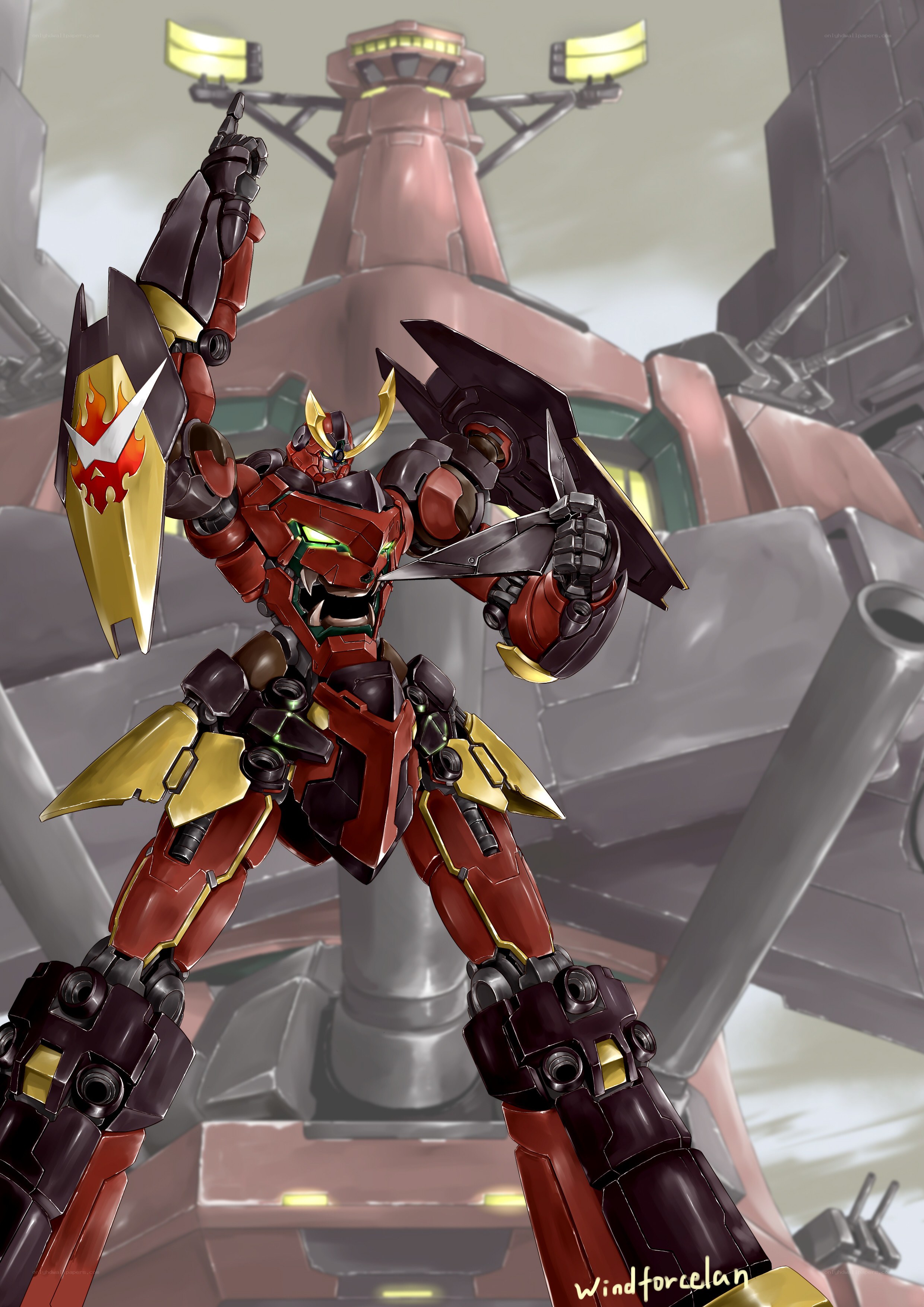 Red and gold mecha robot