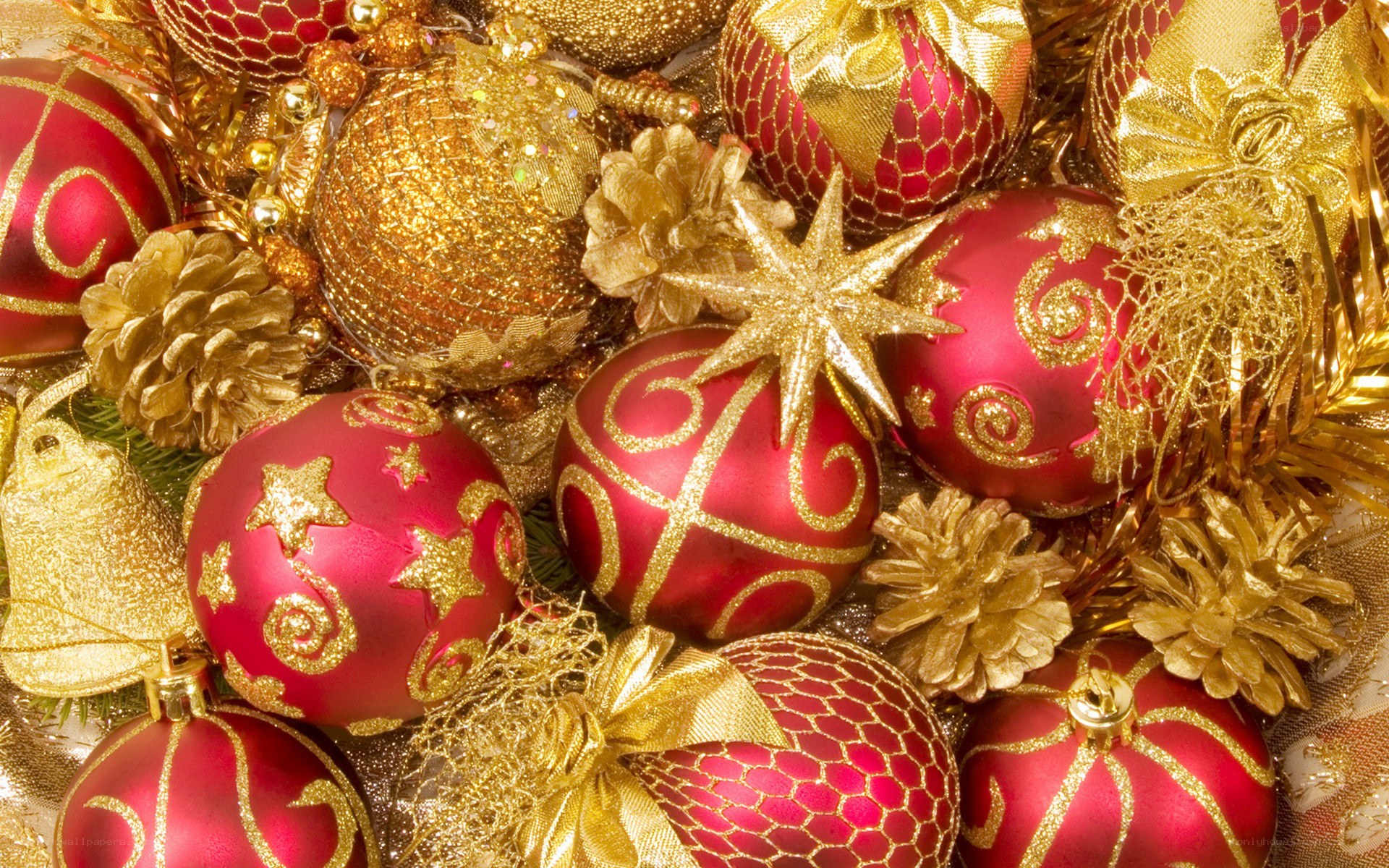 red and gold ornaments
