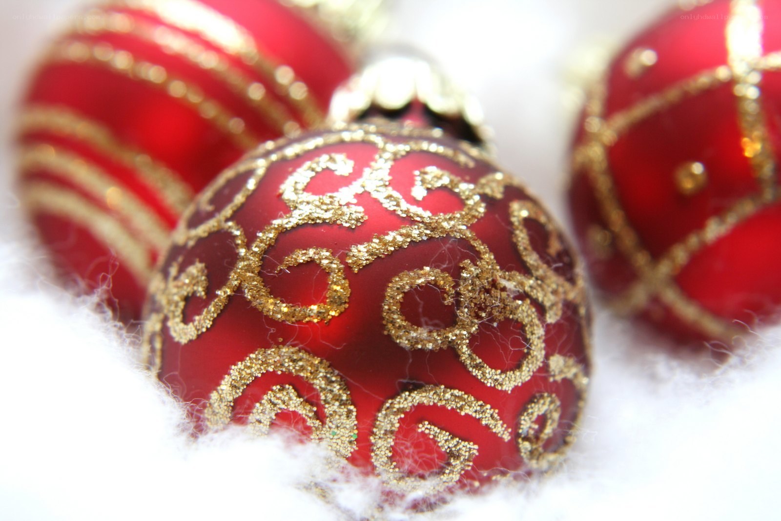 red and gold ornaments