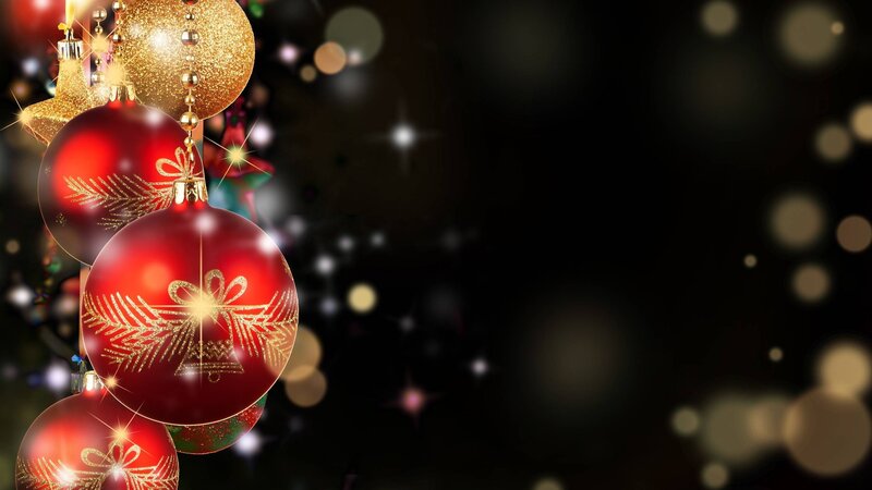 Red and Gold Ornaments — Festive, Night, Photograph, Bow, Bell