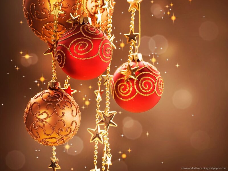 Red and Gold Ornaments — Festive, Photograph, Stars
