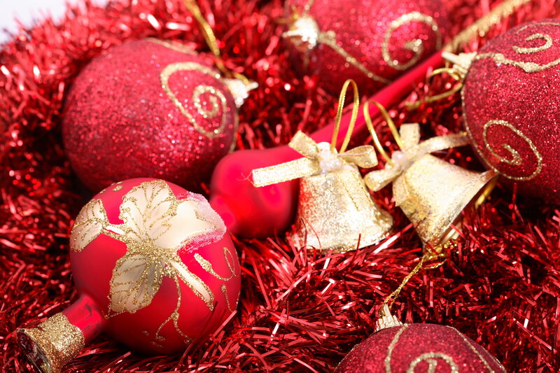Red and Gold Ornaments — Festive