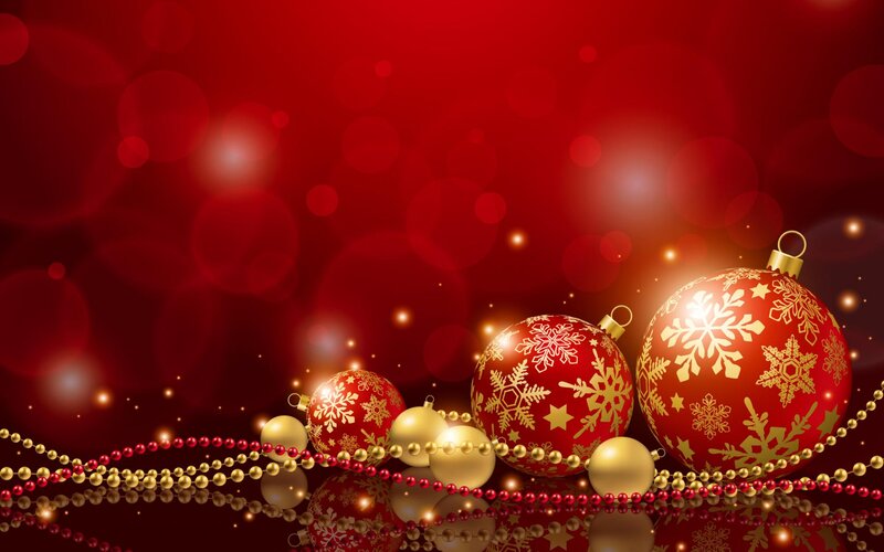 Red and Gold Ornaments — Festive, Winter, 3d Render, Snowflakes