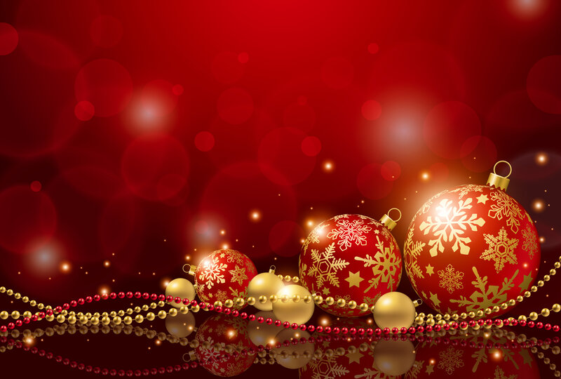 Red and Gold Ornaments — Festive, Winter, 3d Render