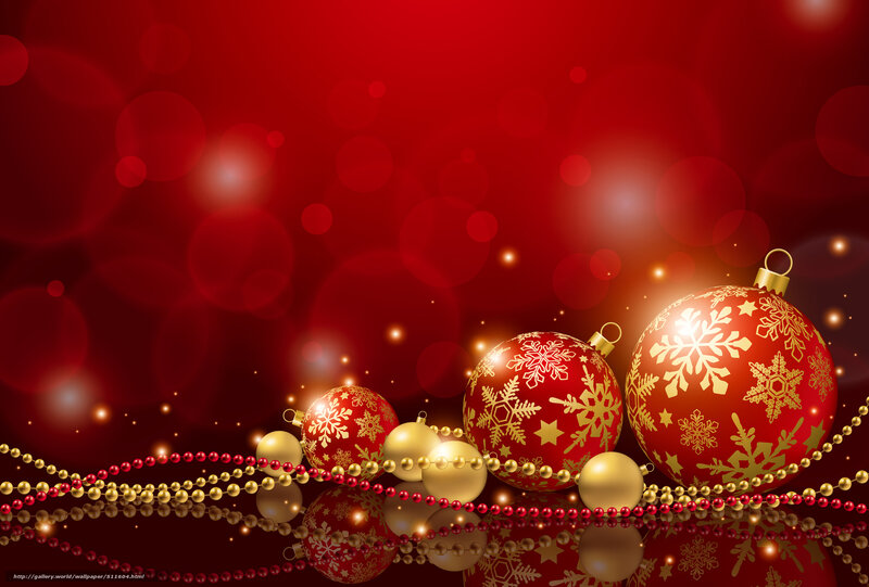 Red and Gold Ornaments — Festive, Winter, Digital Art, Snowflakes