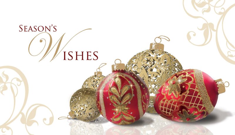 Red and Gold Ornaments — Festive, Winter, Illustration