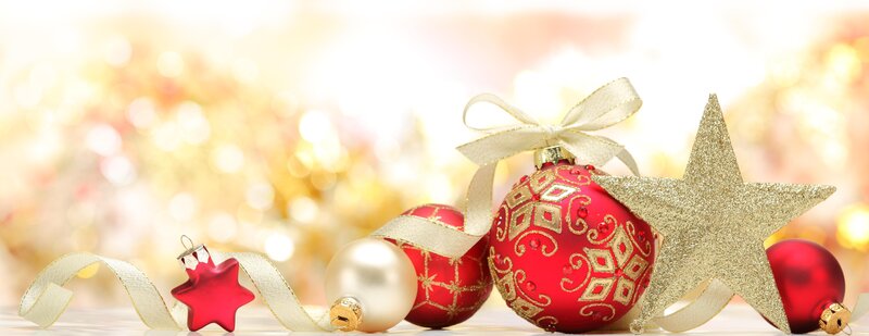 Red and Gold Ornaments — Festive, Winter, Photograph, Star