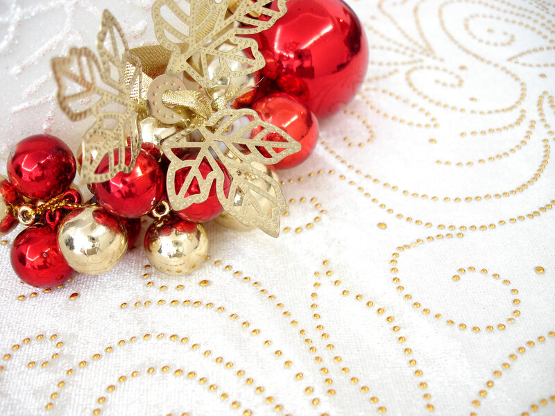 Red and Gold Ornaments — Festive, Winter, Photograph