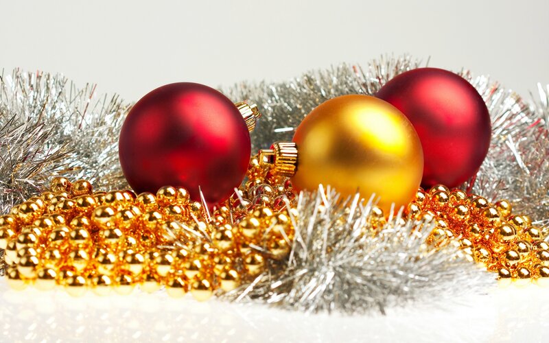 Red and Gold Ornaments — Festive, Winter